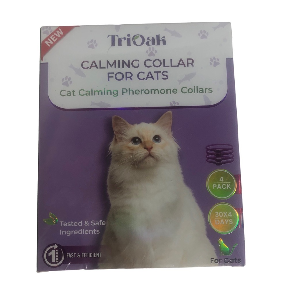 TriOak Calming Pheromone Collars for Cats. 4 pack. New